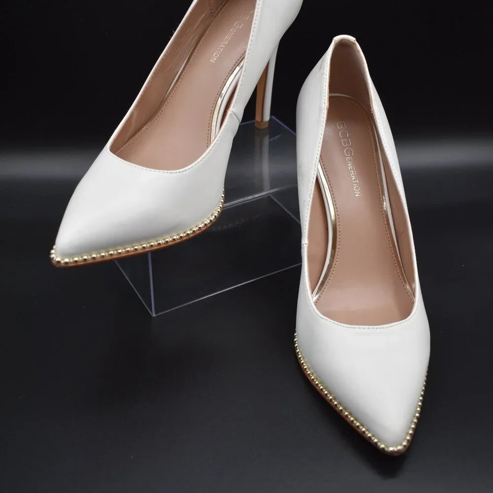 Share BCBGeneration Hawti Pointed-Toe Stiletto Heel with Gold-ball Chain Studs S - Picture 8 of 8